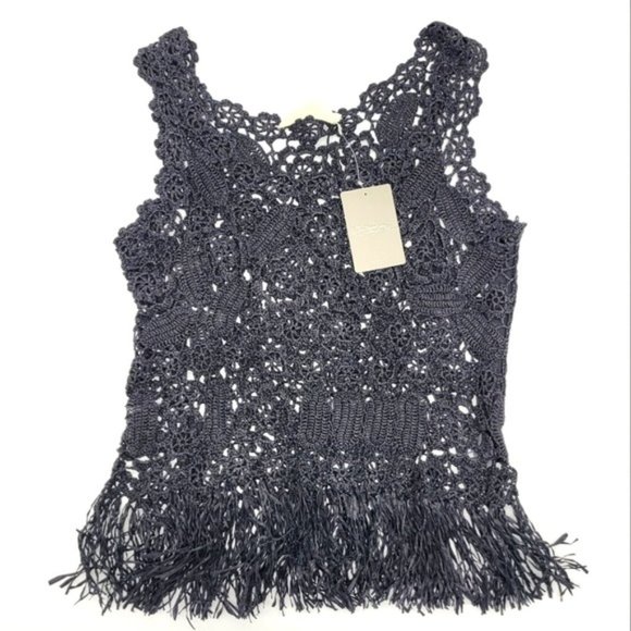 MONOGRAM Anthropologie Ramie Black Lace sleeveless top Size XS NWT - Picture 2 of 8